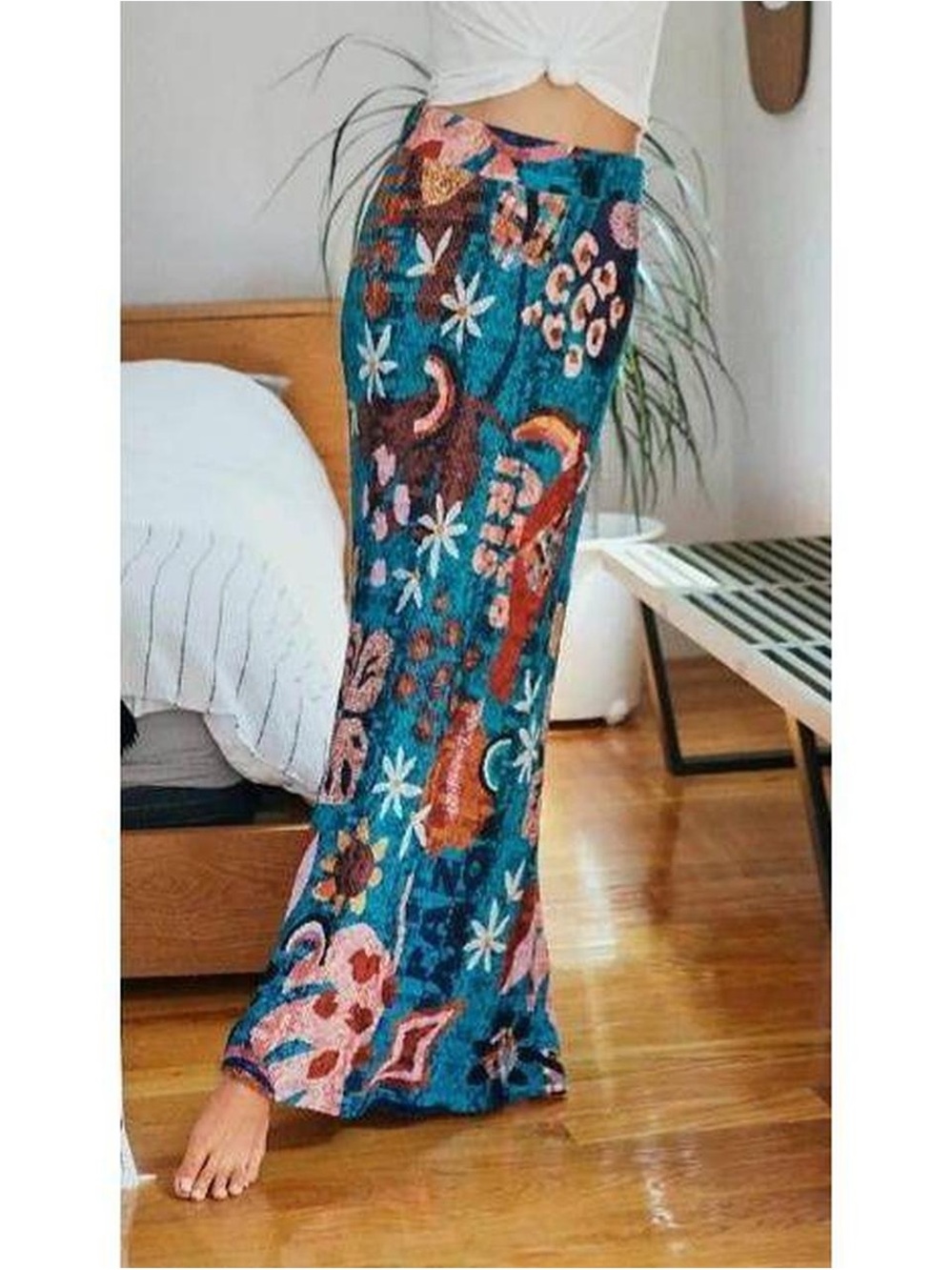 Farm Rio Teal Floral Print Maxi Skirt - Picture 3 of 7